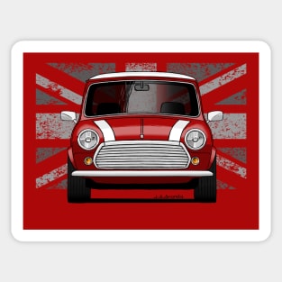 The coolest british car ever with Union Jack background Sticker